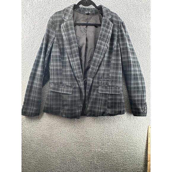 Torrid Womens Plaid Blazer Size 2 Black & Gray - Picture 1 of 8